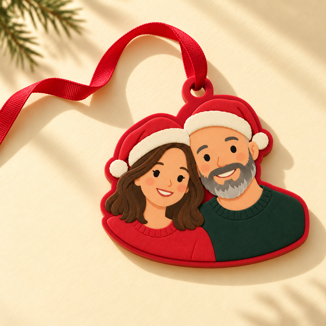 Couple silhouette cutout ornament concept