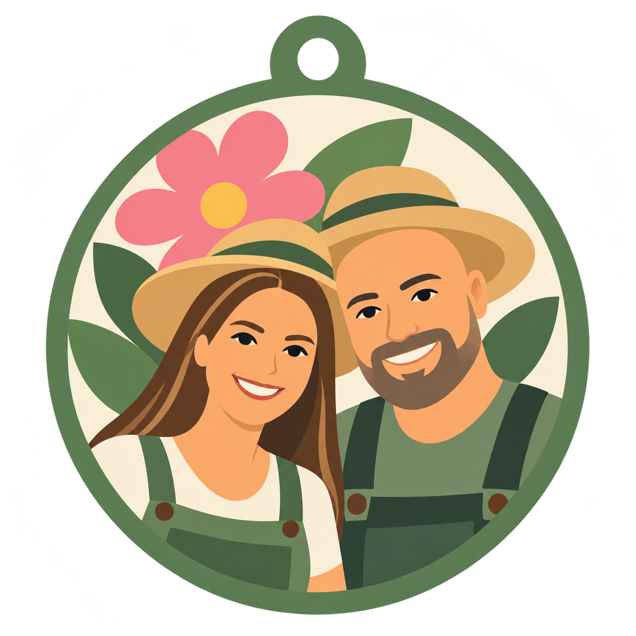 Garden party couple portrait ornament illustration